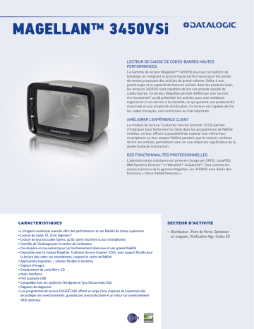 Datalogic Magellan 34xxVSi Single Plane Scanner Fiche technique | Fixfr