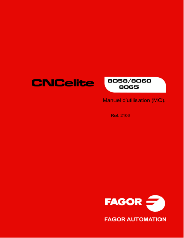CNC 8060elite M | Fagor CNC 8058elite M Mode d'emploi | Fixfr