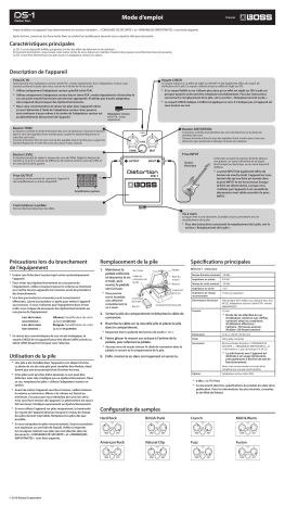 Boss DS-1 Distortion Manuel du propriétaire | Fixfr