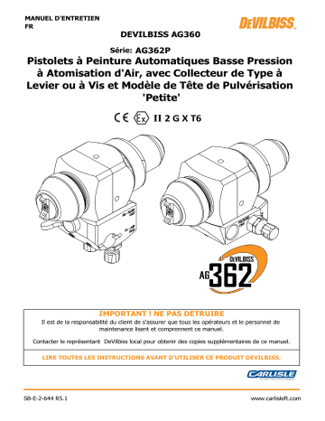 DeVilbiss AG360 Series Automatic Guns Manuel du propriétaire | Fixfr