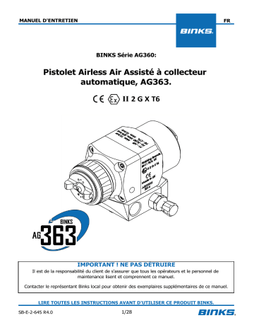 DeVilbiss AG360 Series Automatic Guns Manuel du propriétaire | Fixfr