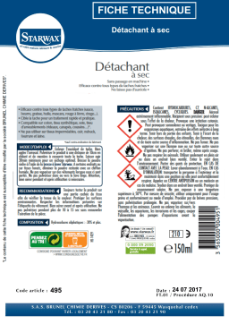 Starwax DETACHANT A SEC 150ML Détachant textile Product information