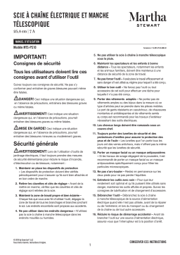 Martha Stewart MTS-PS10 Telescoping Electric Pole Chain Saw Manuel du propriétaire