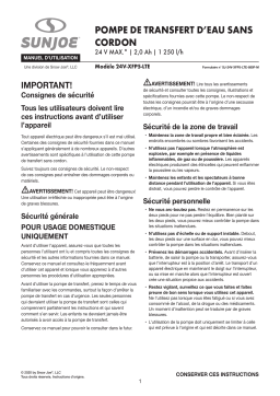 Sun Joe 24V-XFP5-LTE 24-Volt iON+ Cordless 5.0-GPM Transfer Pump Kit Manuel du propriétaire