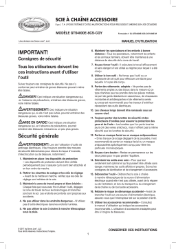 Sun Joe GTS4000E-8CS-CGY Chain Saw Attachment for Lawn Care System GTS4000E Manuel du propriétaire
