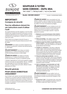 Sun Joe ION100V-550JB-CT 100-Volt iONPRO Cordless Turbo Jet Fan Blower Manuel du propriétaire