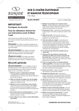 Sun Joe SWJ801E Electric Telescoping Pole Chain Saw Manuel du propriétaire