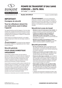 Sun Joe 24V-XFP5-CT 24-Volt iON+ Cordless 5.0-GPM Transfer Pump Manuel du propriétaire