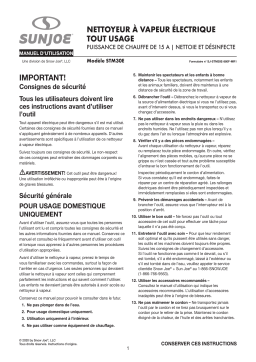 Sun Joe STM30E Heavy Duty Steamer Manuel du propriétaire