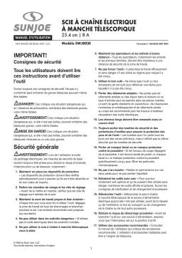 Sun Joe SWJ803E-PRP Electric Multi-Angle Pole Chain Saw Manuel du propriétaire