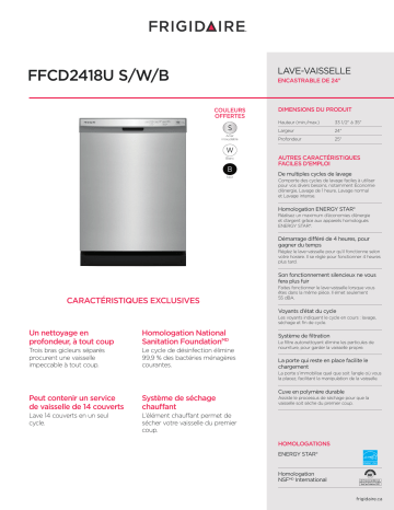  Frigidaire   FFCD2418UB  spécification | Fixfr