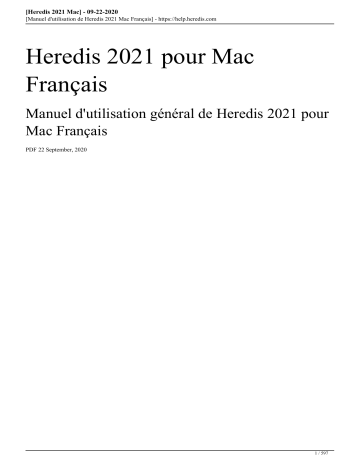 Heredis 2021 Macintosh Manuel utilisateur | Fixfr