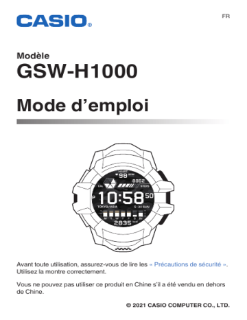 Casio G-Shock GSW-H1000 Mode d'emploi | Fixfr