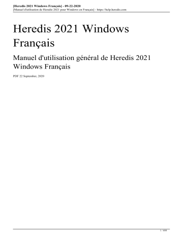 Heredis 2021 Windows Manuel utilisateur | Fixfr