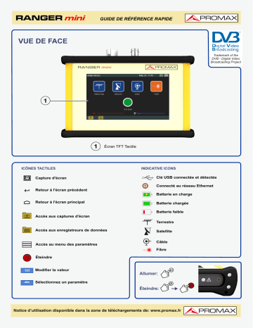 Promax RANGER mini TV and Satellite analyzer for RF, CATV, DOCSIS and optical fibre analyzer Guide de référence | Fixfr