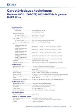 Extron NetPA U 1002 spécification