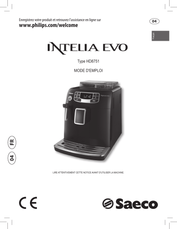 HD8755/02 | HD8751 Intelia Evo | Saeco HD8755/01 Intelia Evo Volautomatische espressomachine Manuel du propriétaire | Fixfr