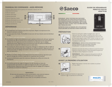 Saeco HD8775/48 Minuto Super-automatic espresso machine Guide de démarrage rapide | Fixfr
