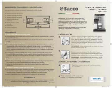 Saeco HD8773/47 Minuto Super-automatic espresso machine Guide de démarrage rapide | Fixfr
