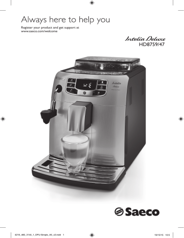 Saeco HD8759/47 Intelia Deluxe Super-automatic espresso machine Manuel utilisateur | Fixfr