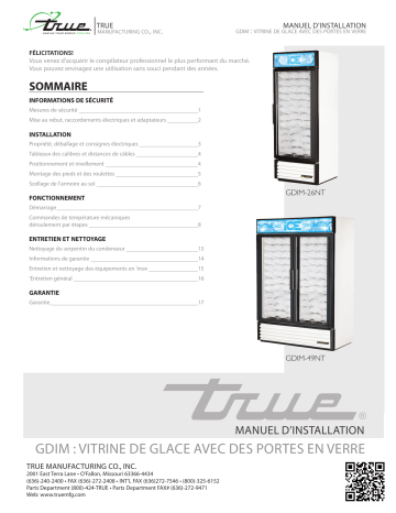 True GDIM Ice Merchandiser Installation manuel | Fixfr