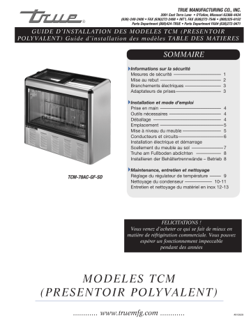 True TCM Horizontal Convenience Store Installation manuel | Fixfr