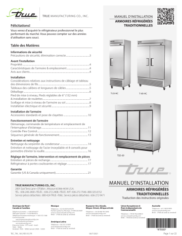 True T-SERIES® Refrigerators/Freezers Swing and Slide Door Installation manuel | Fixfr