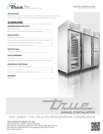 True STR, STA, STG Installation manuel | Fixfr
