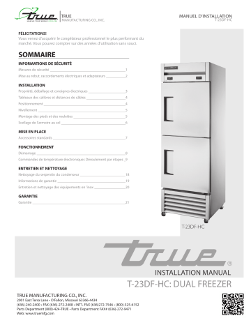 True T-23DF-HC Installation manuel | Fixfr