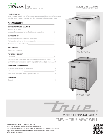 True TMW Meat Well Installation manuel | Fixfr