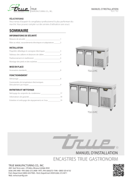 True TGU Gastronorm Undercounter & Worktop Refrigerators/Freezer Installation manuel