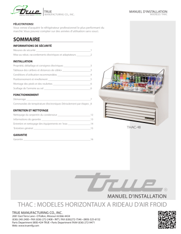 True THAC Horizontal Air Curtain Installation manuel | Fixfr