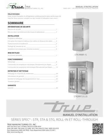 True STR, STA, STG Roll-In and Roll-Through Installation manuel | Fixfr