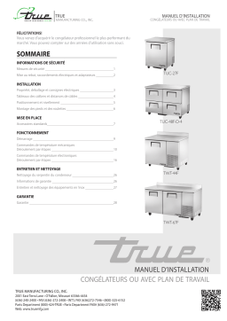 True TUC, TWT Freezer Undercounter & Worktop Installation manuel