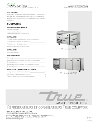 True TCR, TCF Gastronorm Counter Refrigerators/Freezer Installation manuel | Fixfr