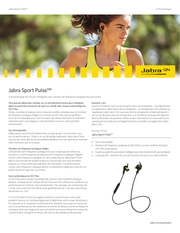 Jabra Sport Pulse Wireless Fiche technique | Fixfr