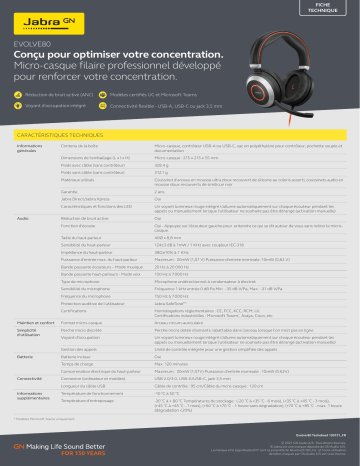 Evolve 80 MS Stereo | Evolve 80 MS Stereo USB-C | Jabra Evolve 80 UC Stereo USB-C Manuel utilisateur | Fixfr