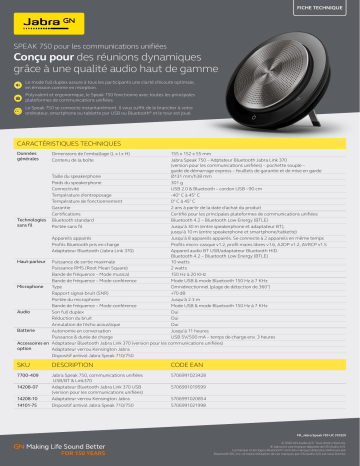 Speak 750 - MS Teams | Speak 750 - UC | Jabra Speak 750 Manuel utilisateur | Fixfr