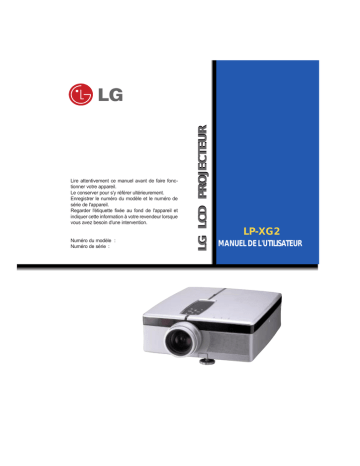 LG LP-XG2 Projector Manuel utilisateur | Fixfr