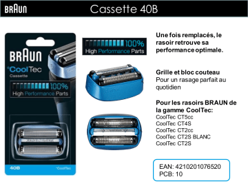 Braun 40B Cooltec Tête de rasoir Product information | Fixfr