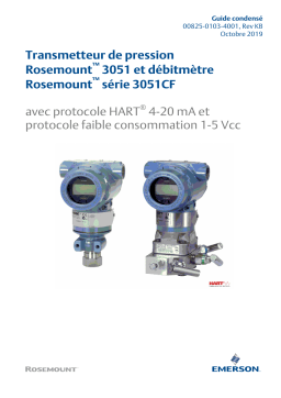 Rosemount 3051 Transmetteur de pression et Transmetteur de débitmètre série 3051CF avec protocole HART 4—20 mA et protocole basse puissance 1—5 Vcc Mode d'emploi