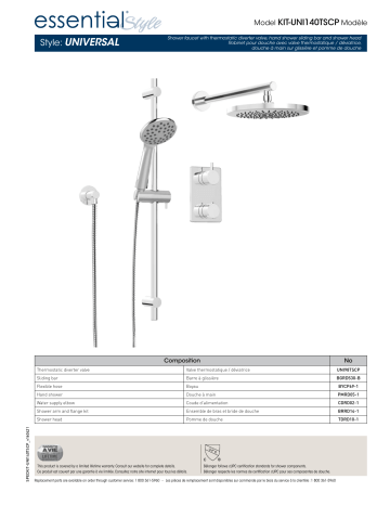 Keeney KIT-UNI140TSCP Universal Polished Chrome 2-handle Shower Faucet Manuel utilisateur | Fixfr