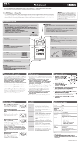 Boss FZ-5 Fuzz Manuel du propriétaire | Fixfr