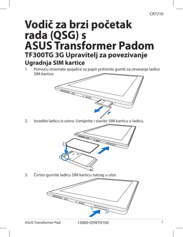 Asus Transformer Pad (TF300TG) Tablet Guide de démarrage rapide | Fixfr