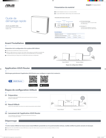 Asus ZenWiFi XD6 4G LTE / 3G Router Guide de démarrage rapide | Fixfr