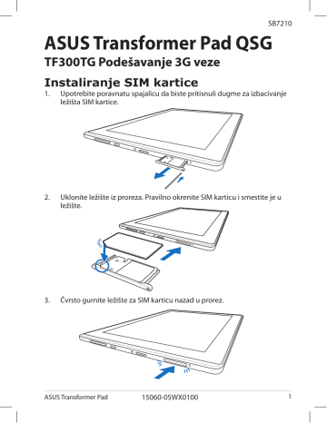 Asus Transformer Pad (TF300TG) Tablet Guide de démarrage rapide | Fixfr