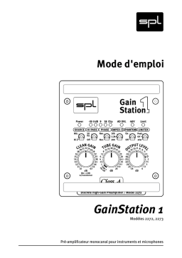 Sound Performance Lab GainStation 1 Class A & Tube Microphone-/Instrument Preamplifier Manuel du propriétaire