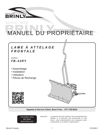 Brinly FB-42RY 42 in. Front Mount Blade for RYOBI Electric Riding Mower Manuel du propriétaire | Fixfr