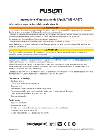 Fusion MS-RA670 Apollo Marine Entertainment System Guide d'installation | Fixfr