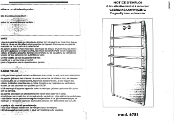 CALOR 6781 Manuel du propriétaire | Fixfr